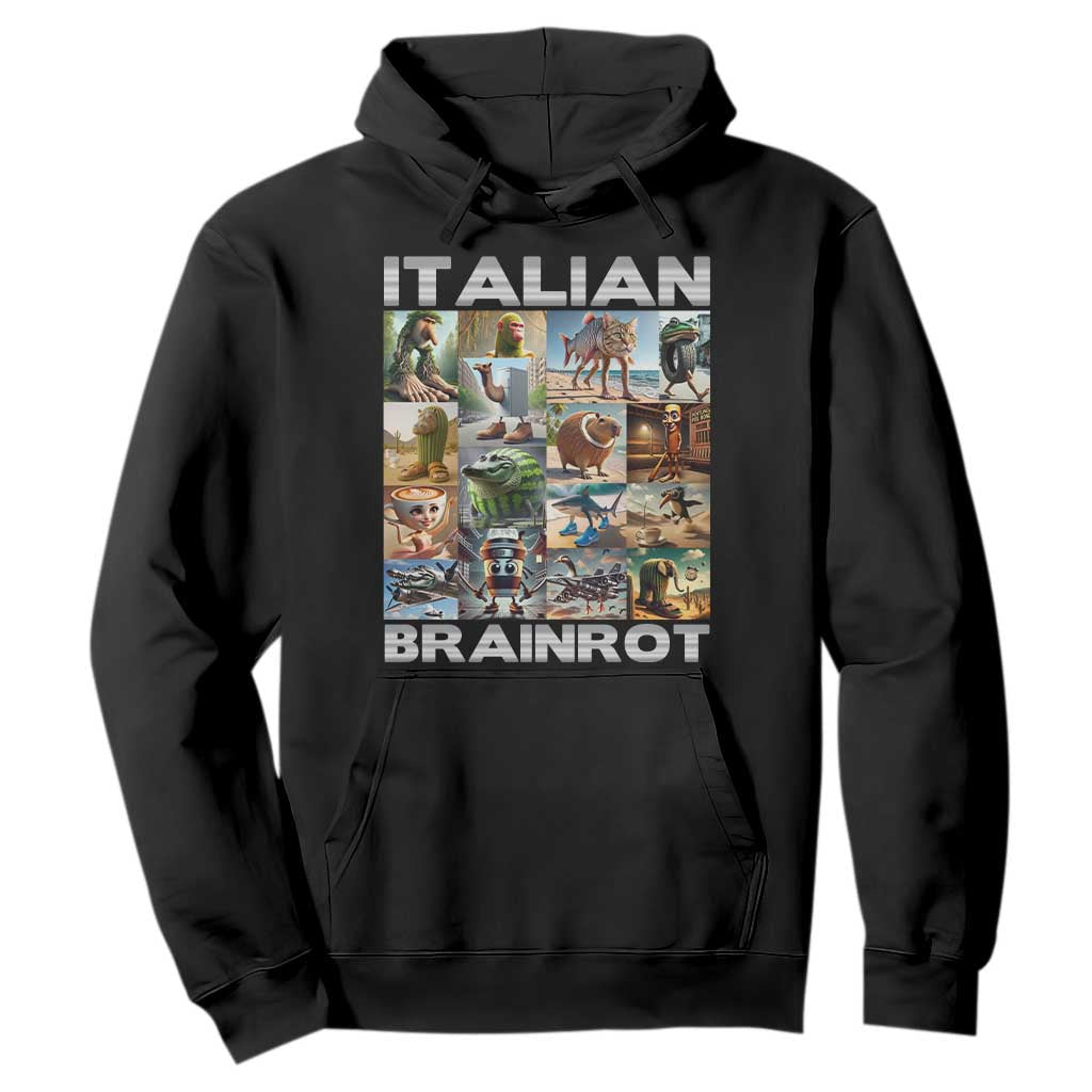 Funny Italian Brainrot Meme Art Hoodie Surreal Humor Pop Culture Collage