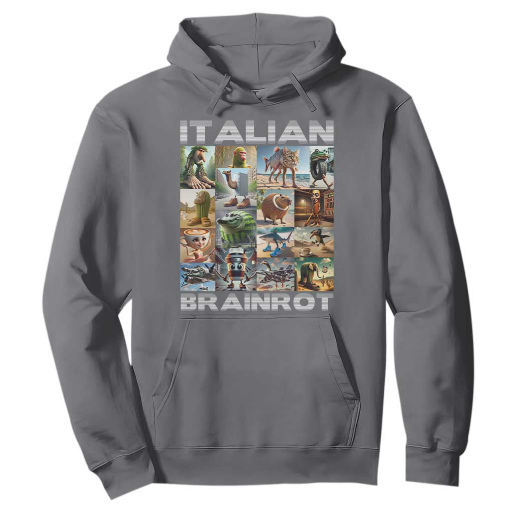 Funny Italian Brainrot Meme Art Hoodie Surreal Humor Pop Culture Collage