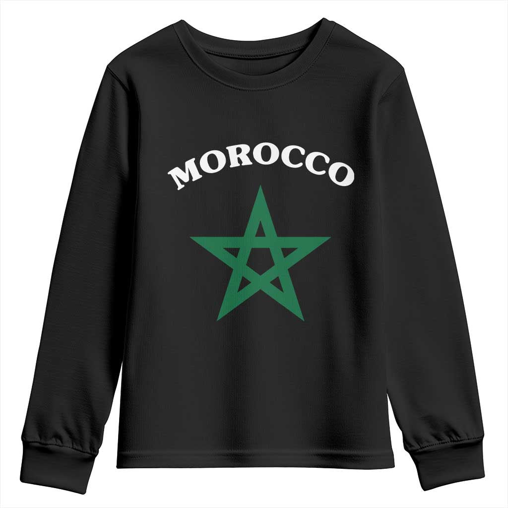 Morocco Pride Flag Star Youth Sweatshirt Patriotic Moroccan Heritage Souvenir