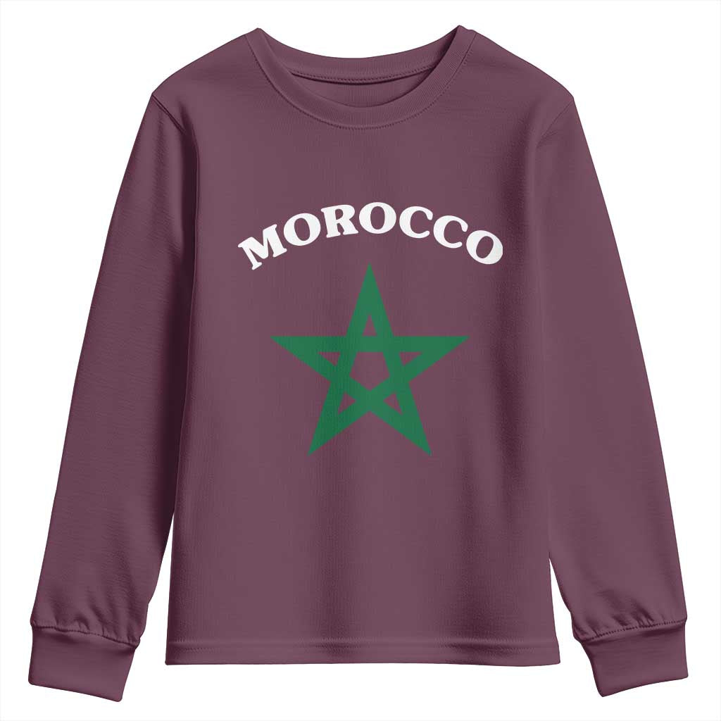 Morocco Pride Flag Star Youth Sweatshirt Patriotic Moroccan Heritage Souvenir