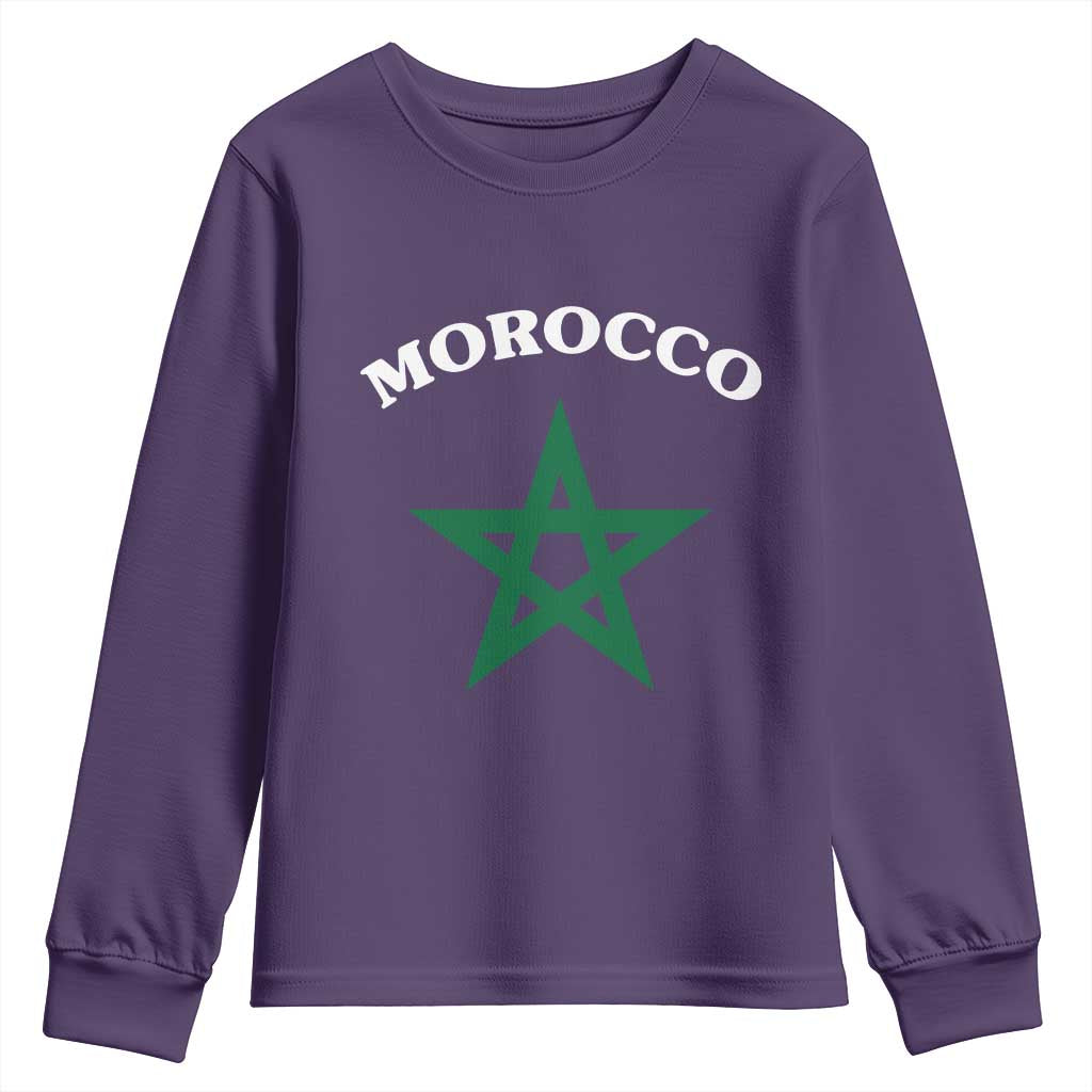 Morocco Pride Flag Star Youth Sweatshirt Patriotic Moroccan Heritage Souvenir