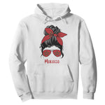 Morocco Girl Messy Bun with Flag Sunglasses Hoodie Proud Moroccan Woman Heritage