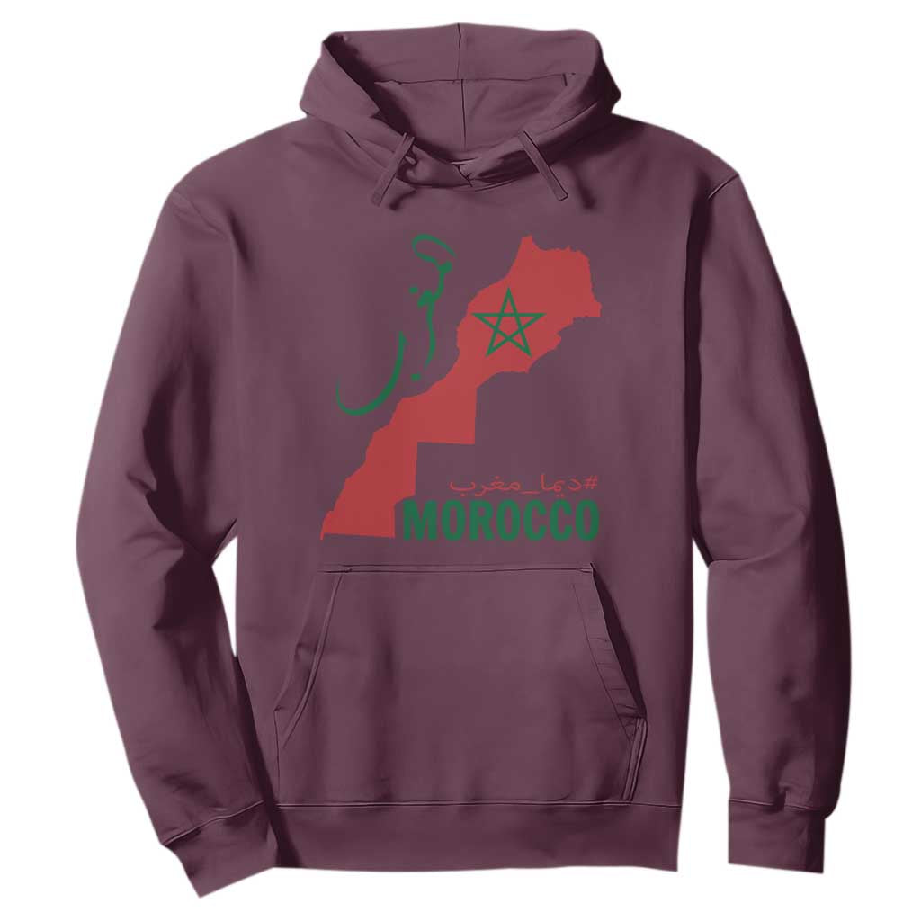 Morocco Map Dima Maghrib with Arabic Calligraphy Hoodie Maghreb Traditional Moroccan Roots Graphic