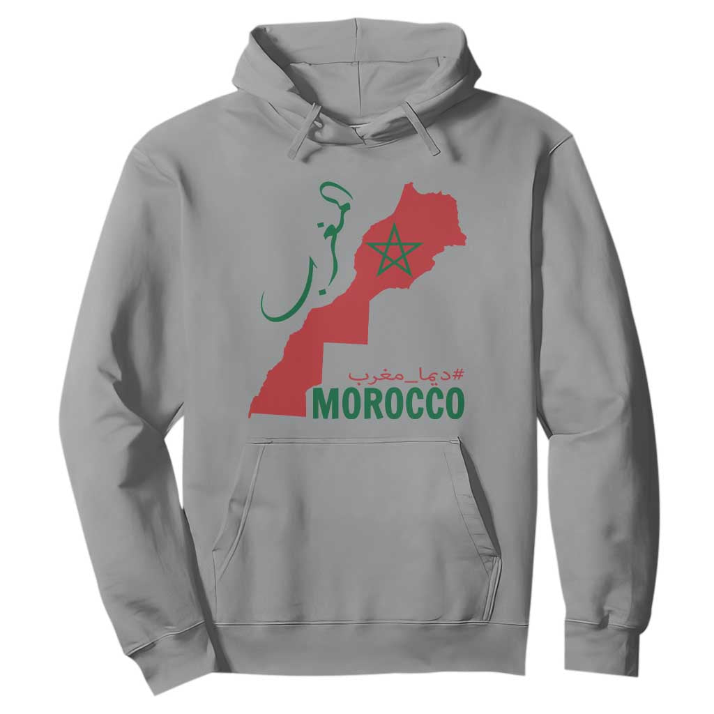 Morocco Map Dima Maghrib with Arabic Calligraphy Hoodie Maghreb Traditional Moroccan Roots Graphic