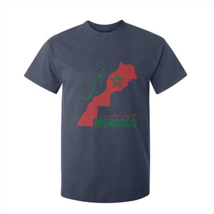 Morocco Map Dima Maghrib with Arabic Calligraphy T Shirt For Kid Maghreb Traditional Moroccan Roots Graphic