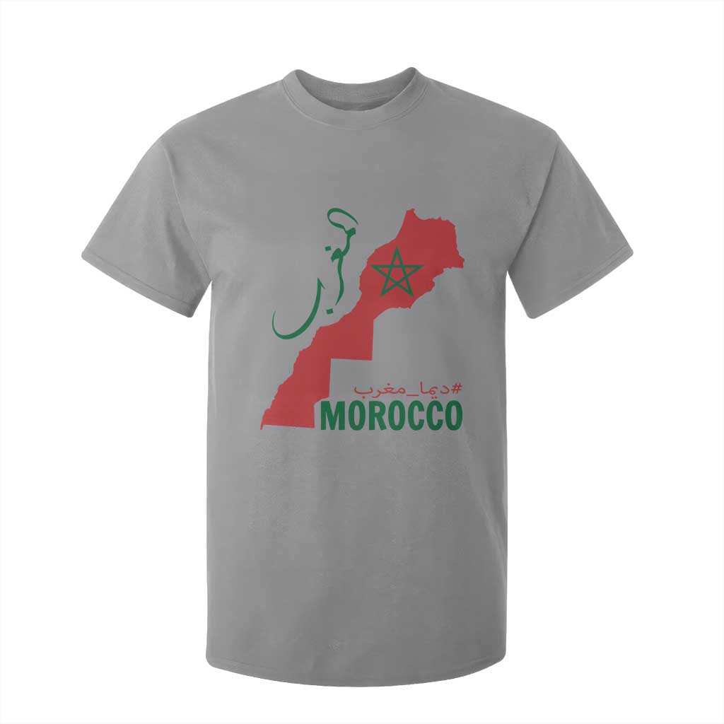Morocco Map Dima Maghrib with Arabic Calligraphy T Shirt For Kid Maghreb Traditional Moroccan Roots Graphic