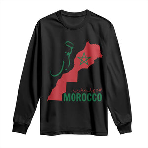 Morocco Map Dima Maghrib with Arabic Calligraphy Long Sleeve Shirt Maghreb Traditional Moroccan Roots Graphic