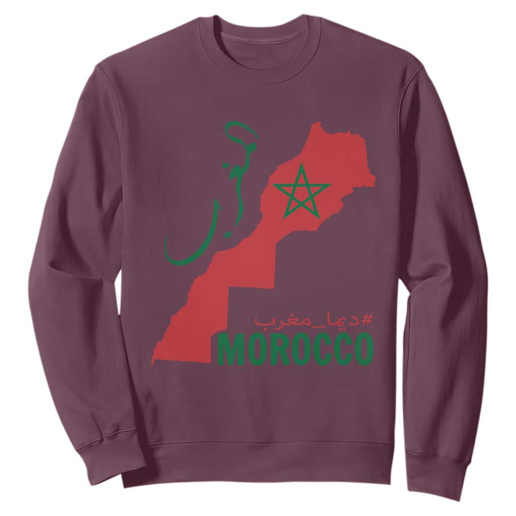 Morocco Map Dima Maghrib with Arabic Calligraphy Sweatshirt Maghreb Traditional Moroccan Roots Graphic
