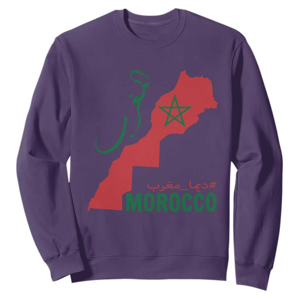Morocco Map Dima Maghrib with Arabic Calligraphy Sweatshirt Maghreb Traditional Moroccan Roots Graphic