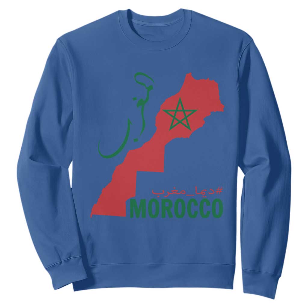 Morocco Map Dima Maghrib with Arabic Calligraphy Sweatshirt Maghreb Traditional Moroccan Roots Graphic