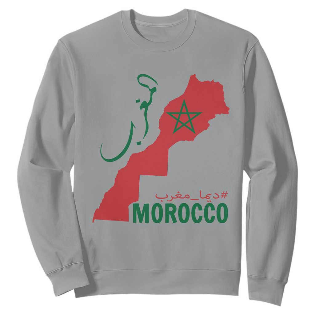 Morocco Map Dima Maghrib with Arabic Calligraphy Sweatshirt Maghreb Traditional Moroccan Roots Graphic