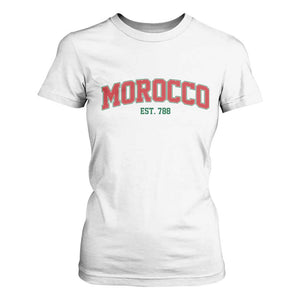 Vintage Morocco Varsity Collegiate Style T Shirt For Women Established 788 Moroccan History