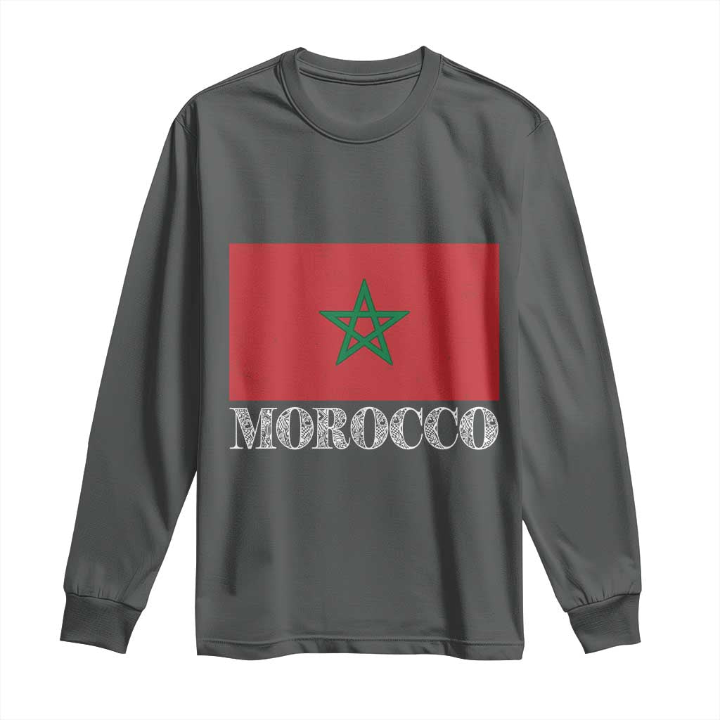 Vintage Morocco Flag Long Sleeve Shirt Patriotic Moroccan Pride