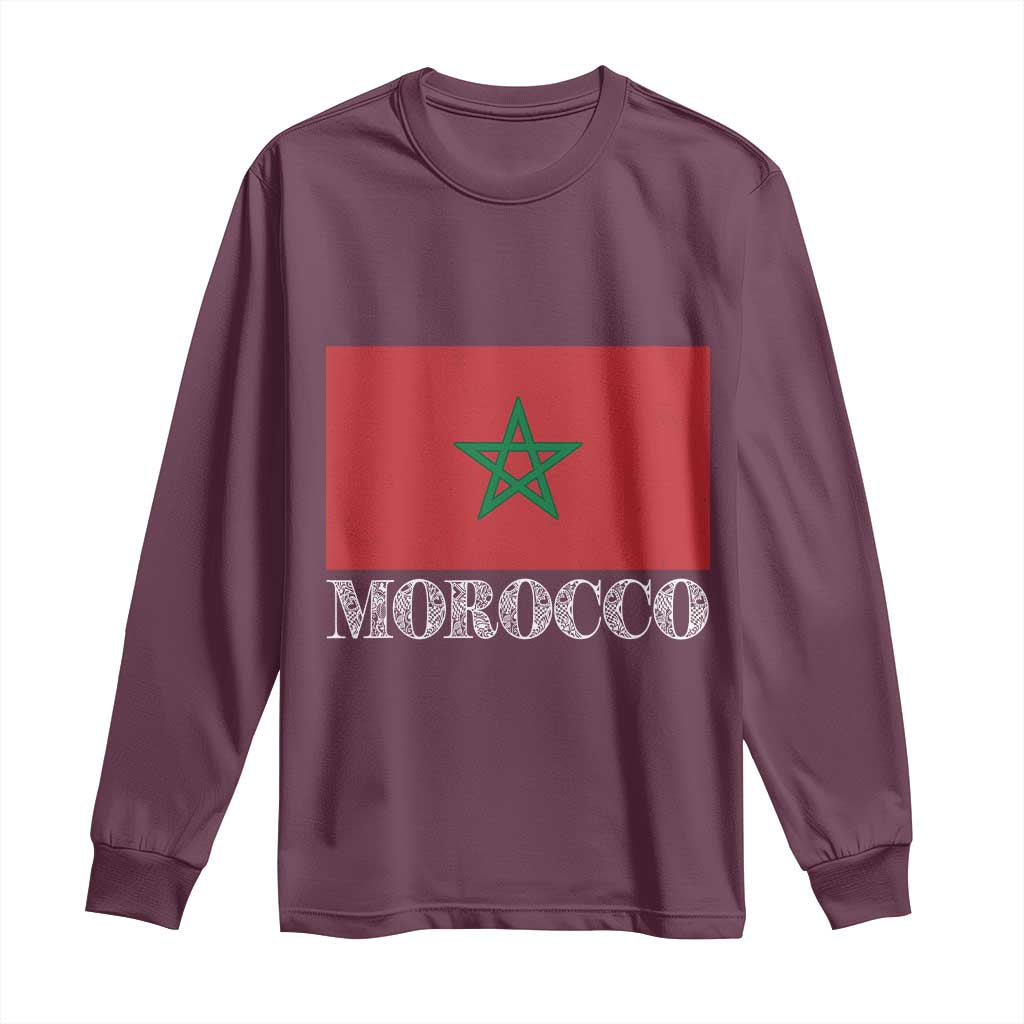 Vintage Morocco Flag Long Sleeve Shirt Patriotic Moroccan Pride