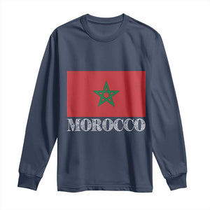 Vintage Morocco Flag Long Sleeve Shirt Patriotic Moroccan Pride
