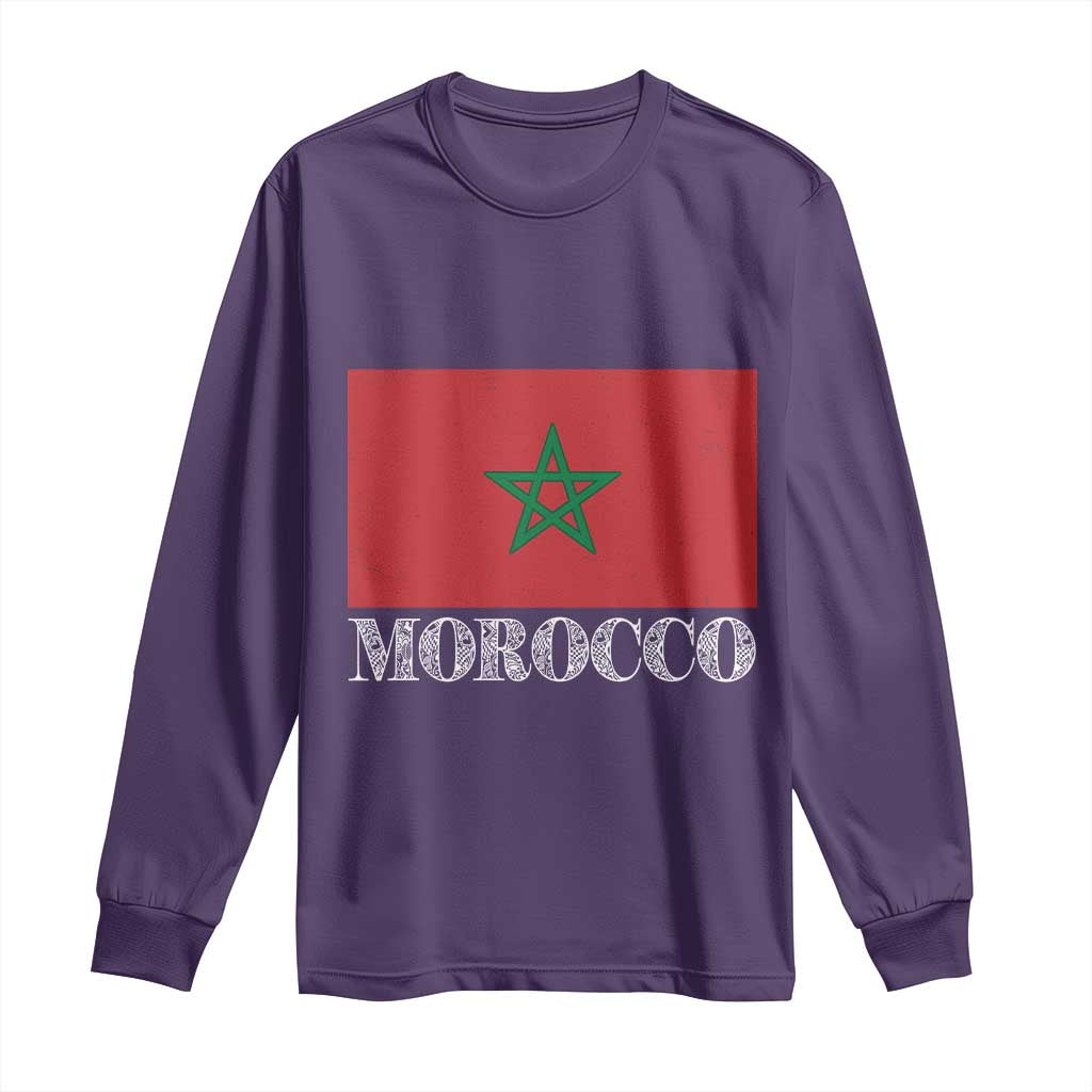 Vintage Morocco Flag Long Sleeve Shirt Patriotic Moroccan Pride