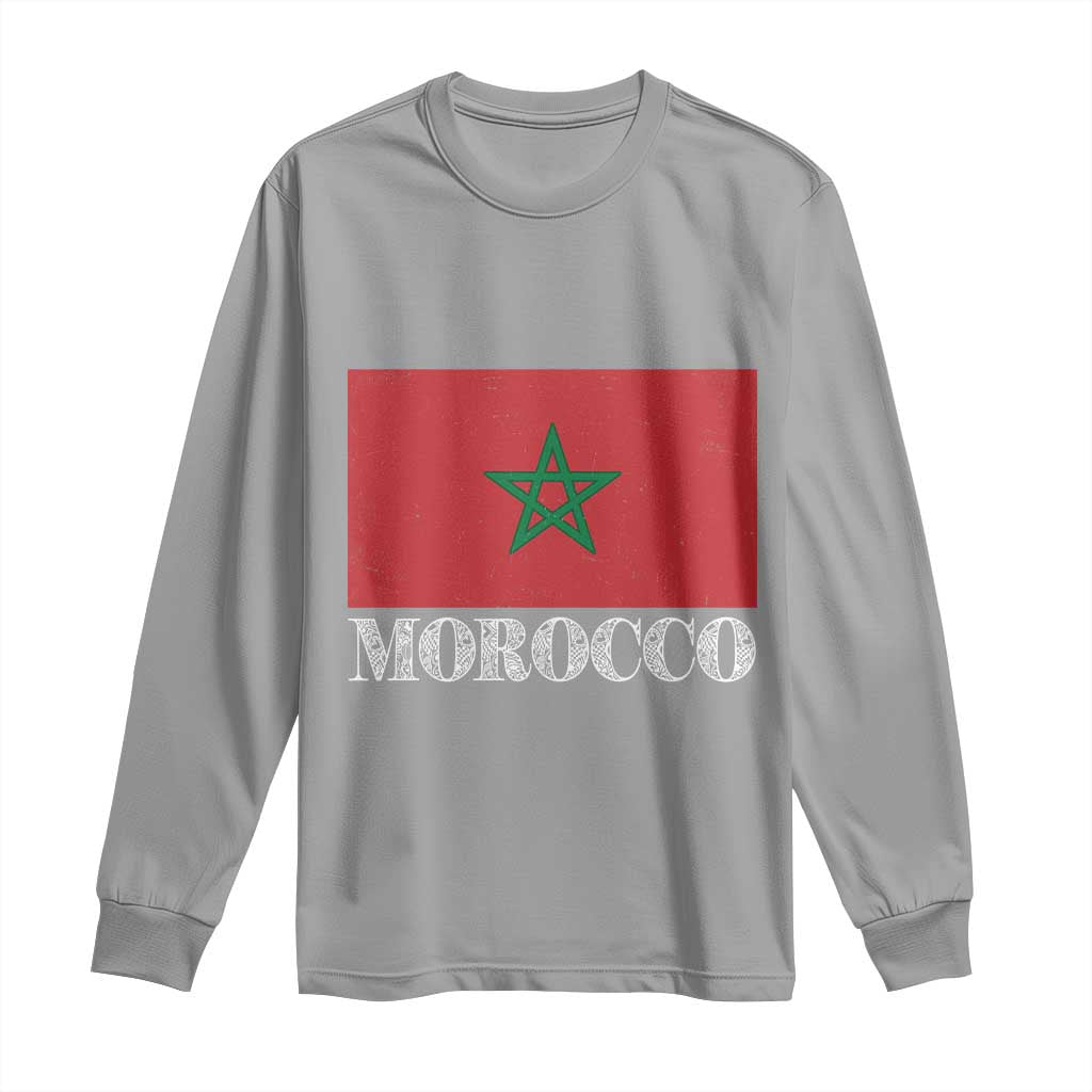 Vintage Morocco Flag Long Sleeve Shirt Patriotic Moroccan Pride