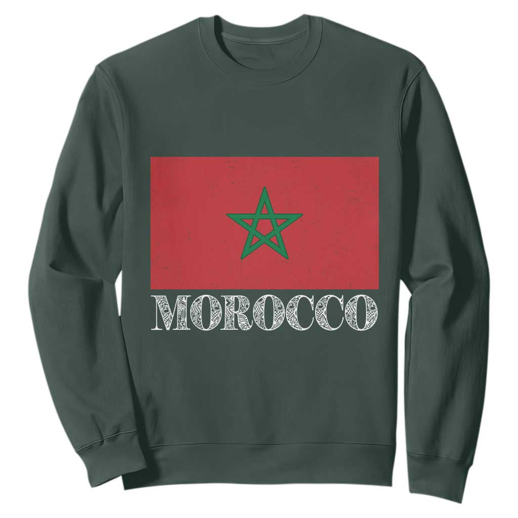Vintage Morocco Flag Sweatshirt Patriotic Moroccan Pride