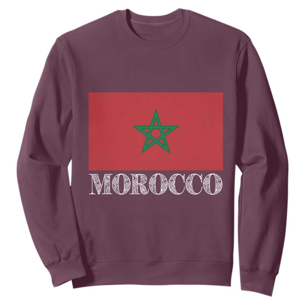 Vintage Morocco Flag Sweatshirt Patriotic Moroccan Pride