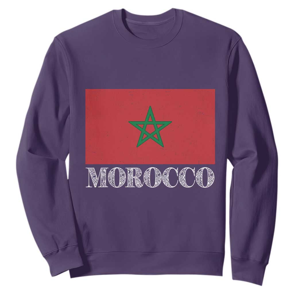 Vintage Morocco Flag Sweatshirt Patriotic Moroccan Pride