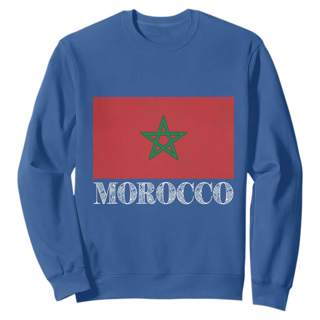 Vintage Morocco Flag Sweatshirt Patriotic Moroccan Pride