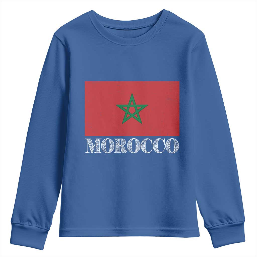 Vintage Morocco Flag Youth Sweatshirt Patriotic Moroccan Pride