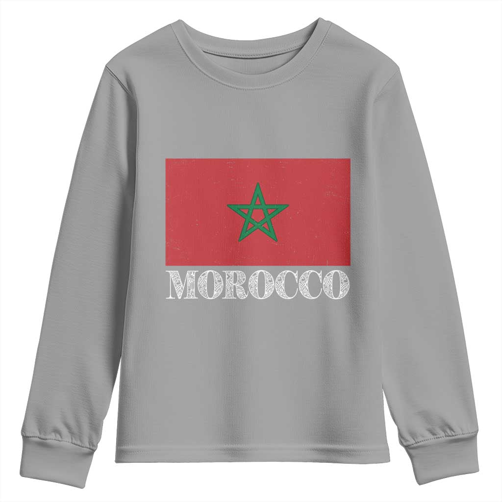 Vintage Morocco Flag Youth Sweatshirt Patriotic Moroccan Pride