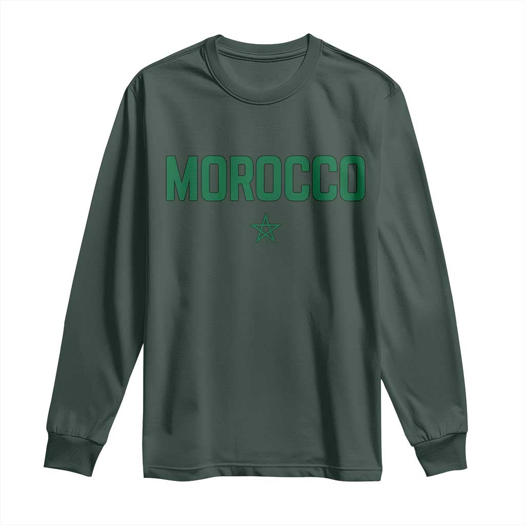 Morocco Star Flag Minimalist Moroccan Pride Long Sleeve Shirt