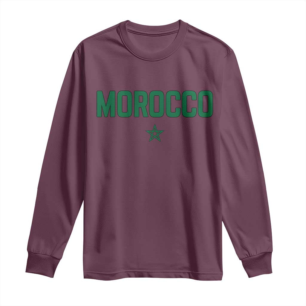 Morocco Star Flag Minimalist Moroccan Pride Long Sleeve Shirt