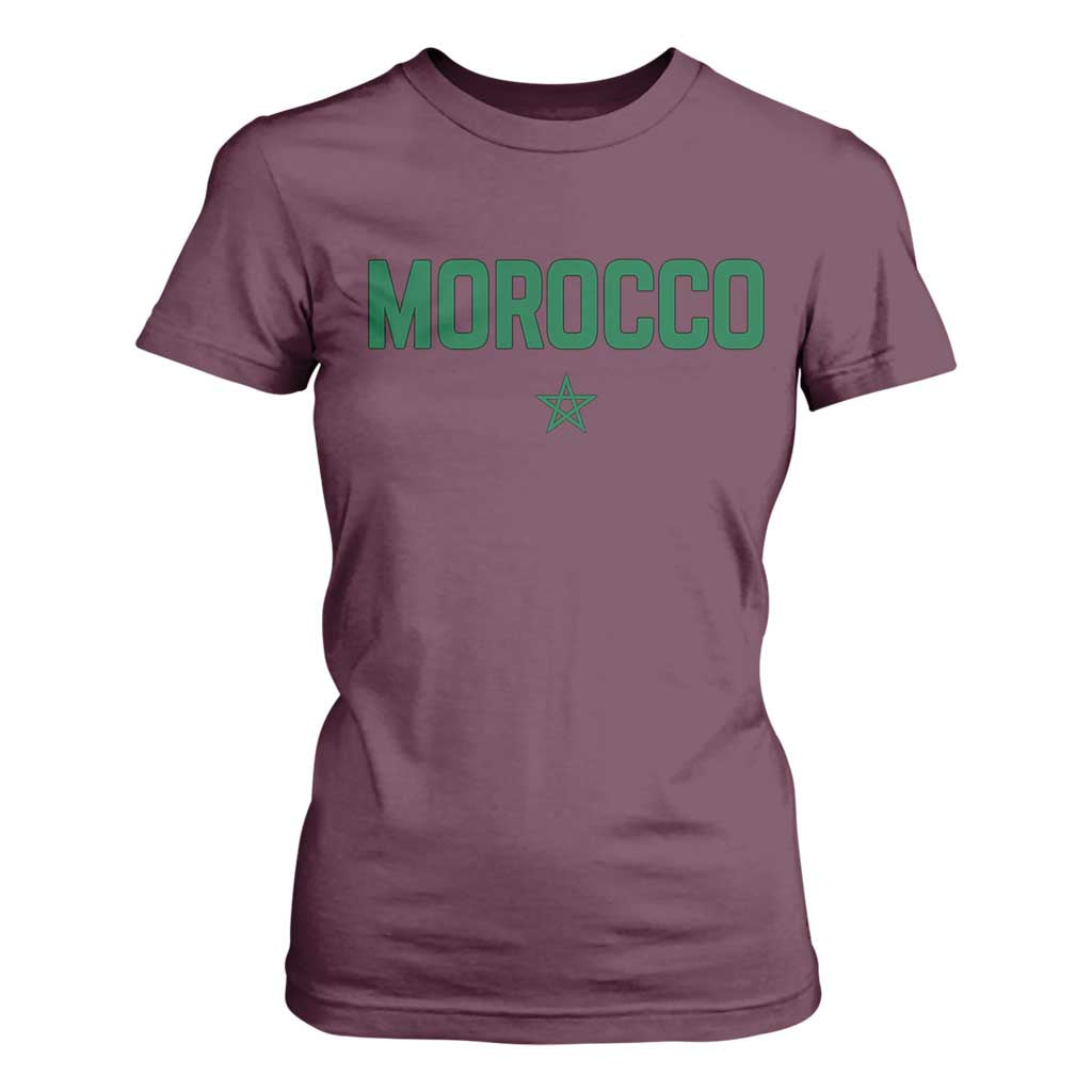 Morocco Star Flag Minimalist Moroccan Pride T Shirt For Women