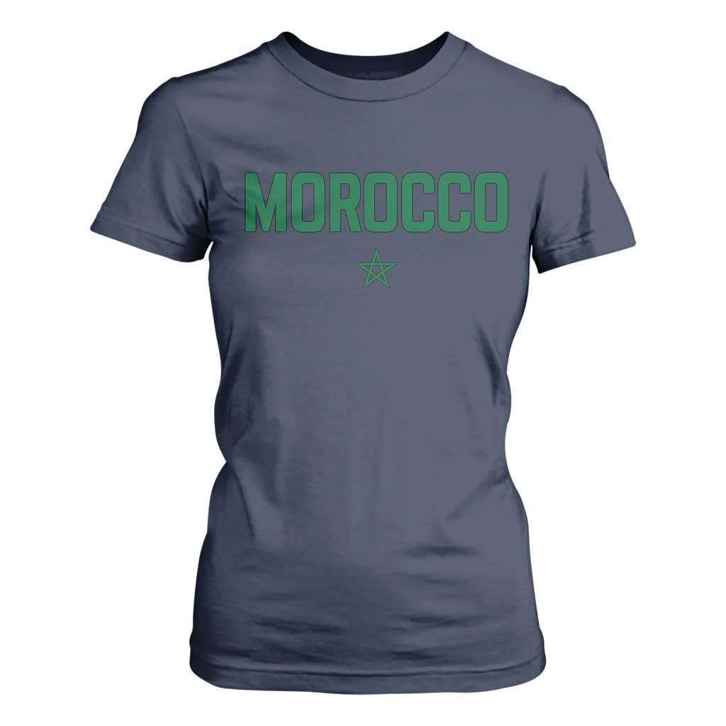 Morocco Star Flag Minimalist Moroccan Pride T Shirt For Women