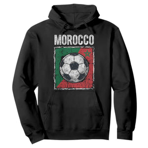 Vintage Morocco Soccer Flag Hoodie Moroccan Football Fans National Pride Sports