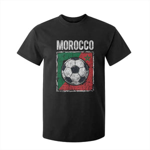 Vintage Morocco Soccer Flag T Shirt For Kid Moroccan Football Fans National Pride Sports