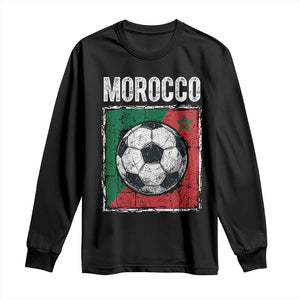 Vintage Morocco Soccer Flag Long Sleeve Shirt Moroccan Football Fans National Pride Sports