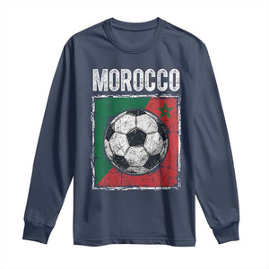 Vintage Morocco Soccer Flag Long Sleeve Shirt Moroccan Football Fans National Pride Sports