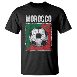 Vintage Morocco Soccer Flag T Shirt Moroccan Football Fans National Pride Sports