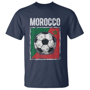 Vintage Morocco Soccer Flag T Shirt Moroccan Football Fans National Pride Sports