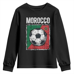 Vintage Morocco Soccer Flag Youth Sweatshirt Moroccan Football Fans National Pride Sports