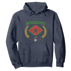 Morocco Football Laurel Wreath Crest Graphic Hoodie Proud Moroccan Soccer Star Emblem Sports Fans
