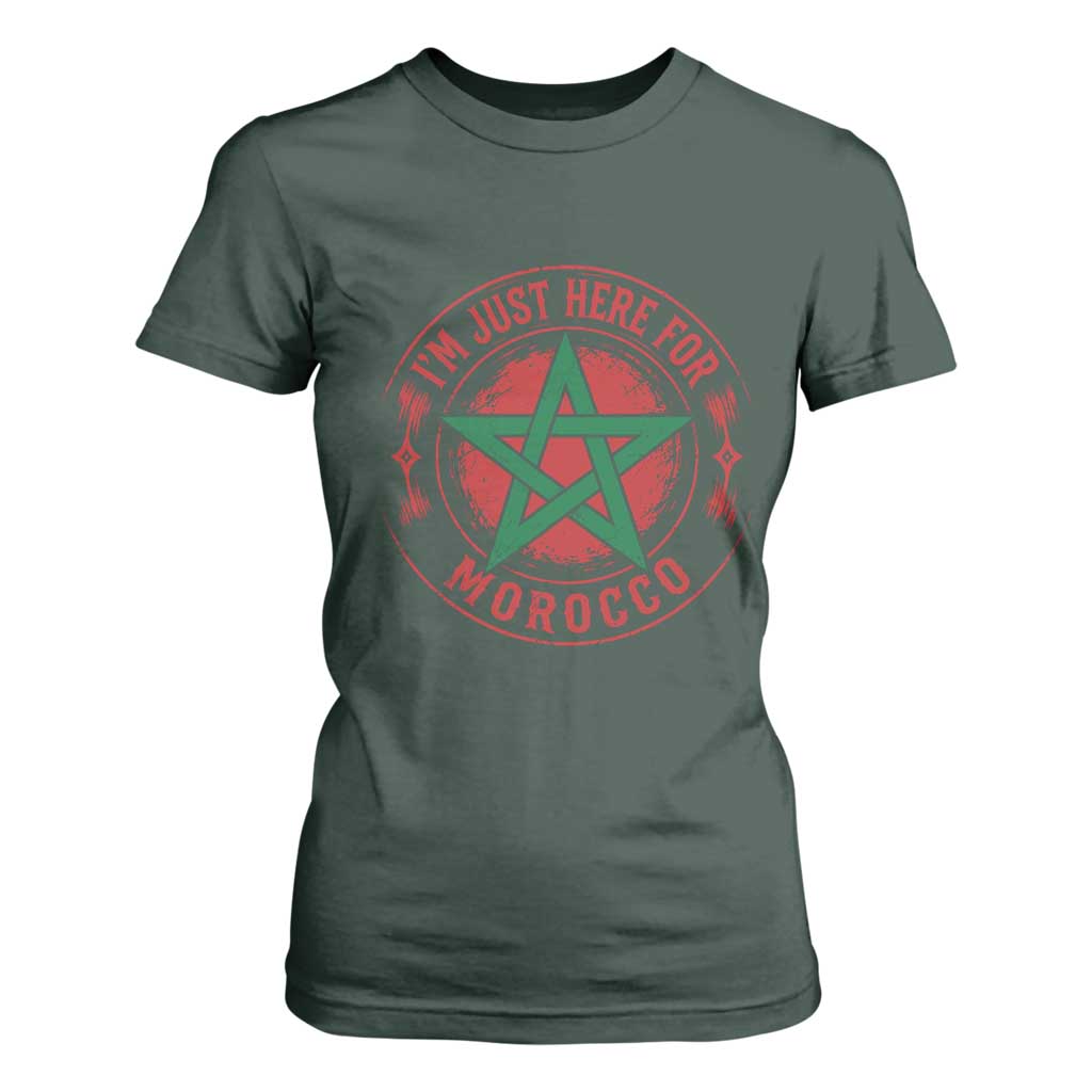 I'm Just Here for Morocco T Shirt For Women Funny Moroccan Pride Supporter Sports Fan