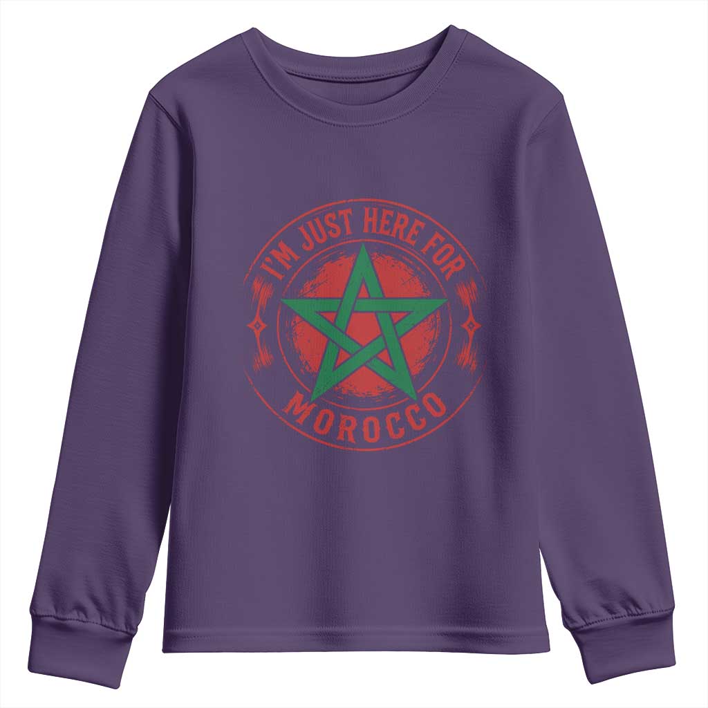 I'm Just Here for Morocco Youth Sweatshirt Funny Moroccan Pride Supporter Sports Fan