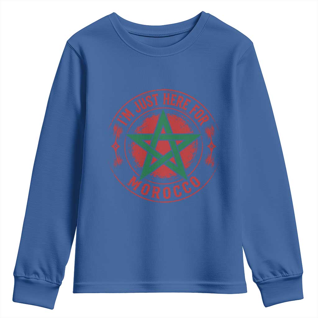 I'm Just Here for Morocco Youth Sweatshirt Funny Moroccan Pride Supporter Sports Fan