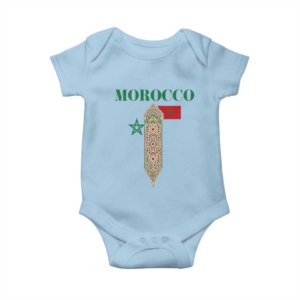 Traditional Moroccan Mosaic Archway Graphic Baby Onesie Morocco Architecture Tile Pattern