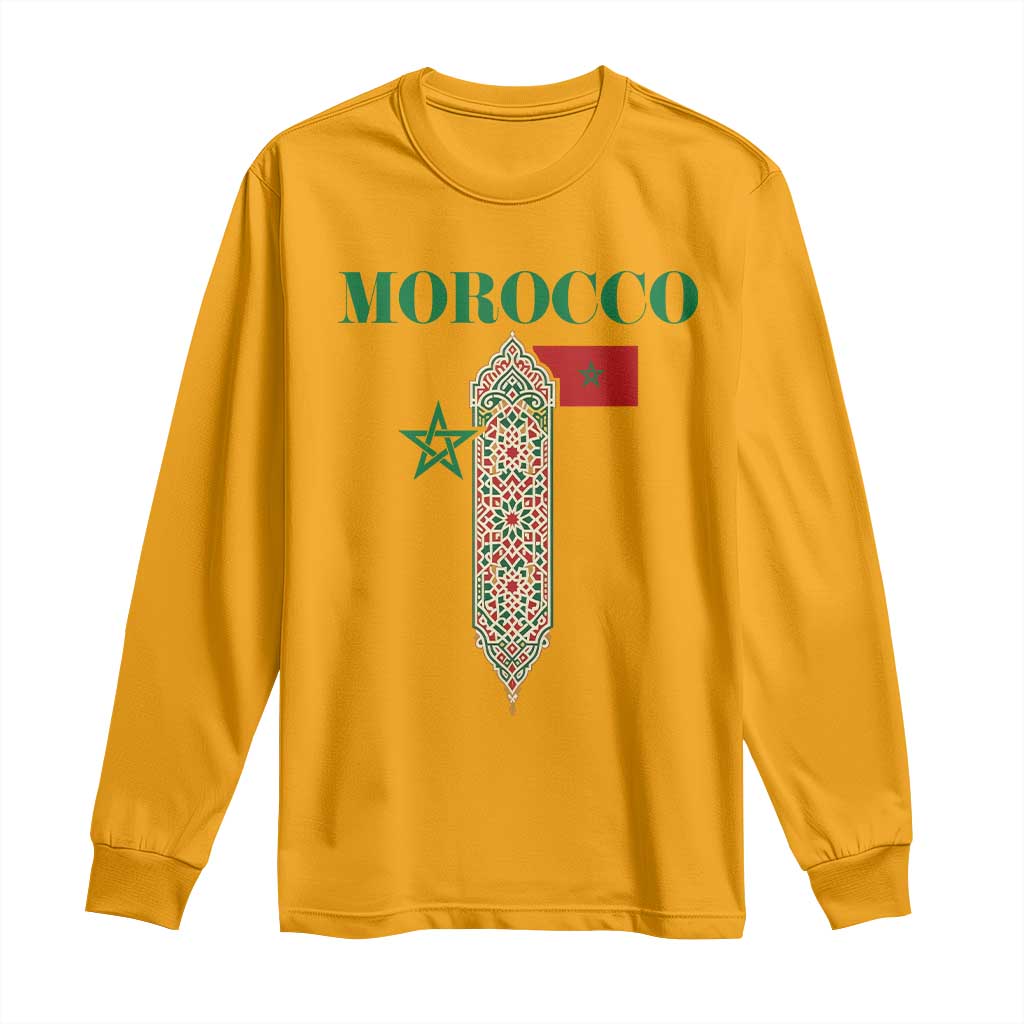 Traditional Moroccan Mosaic Archway Graphic Long Sleeve Shirt Morocco Architecture Tile Pattern
