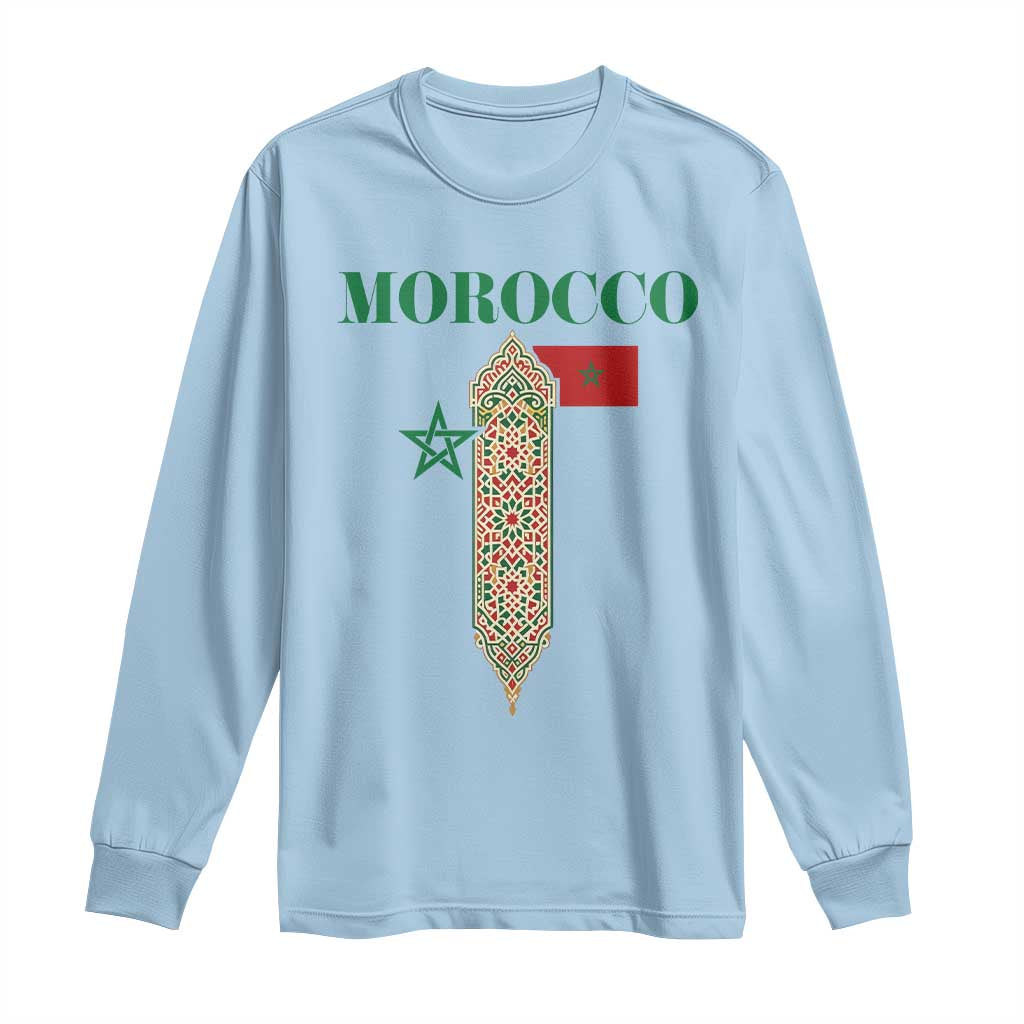 Traditional Moroccan Mosaic Archway Graphic Long Sleeve Shirt Morocco Architecture Tile Pattern