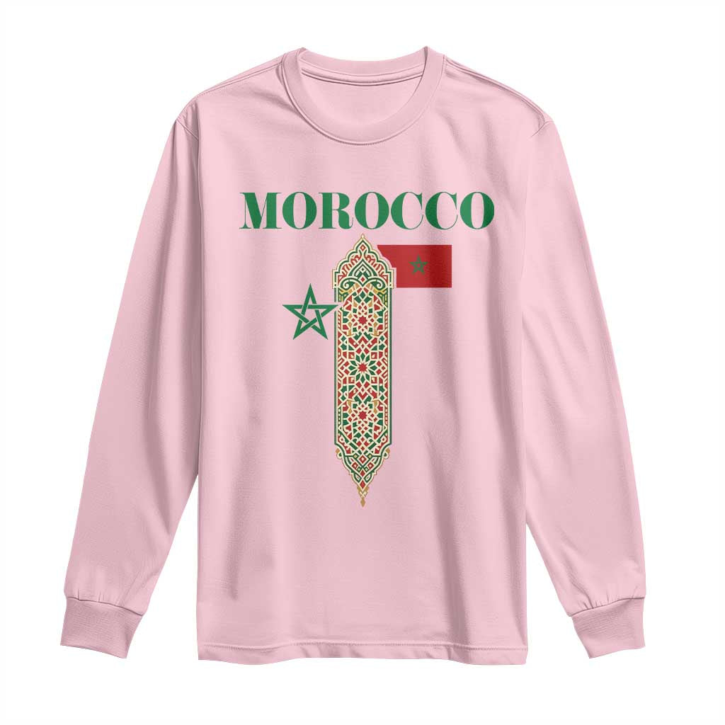 Traditional Moroccan Mosaic Archway Graphic Long Sleeve Shirt Morocco Architecture Tile Pattern