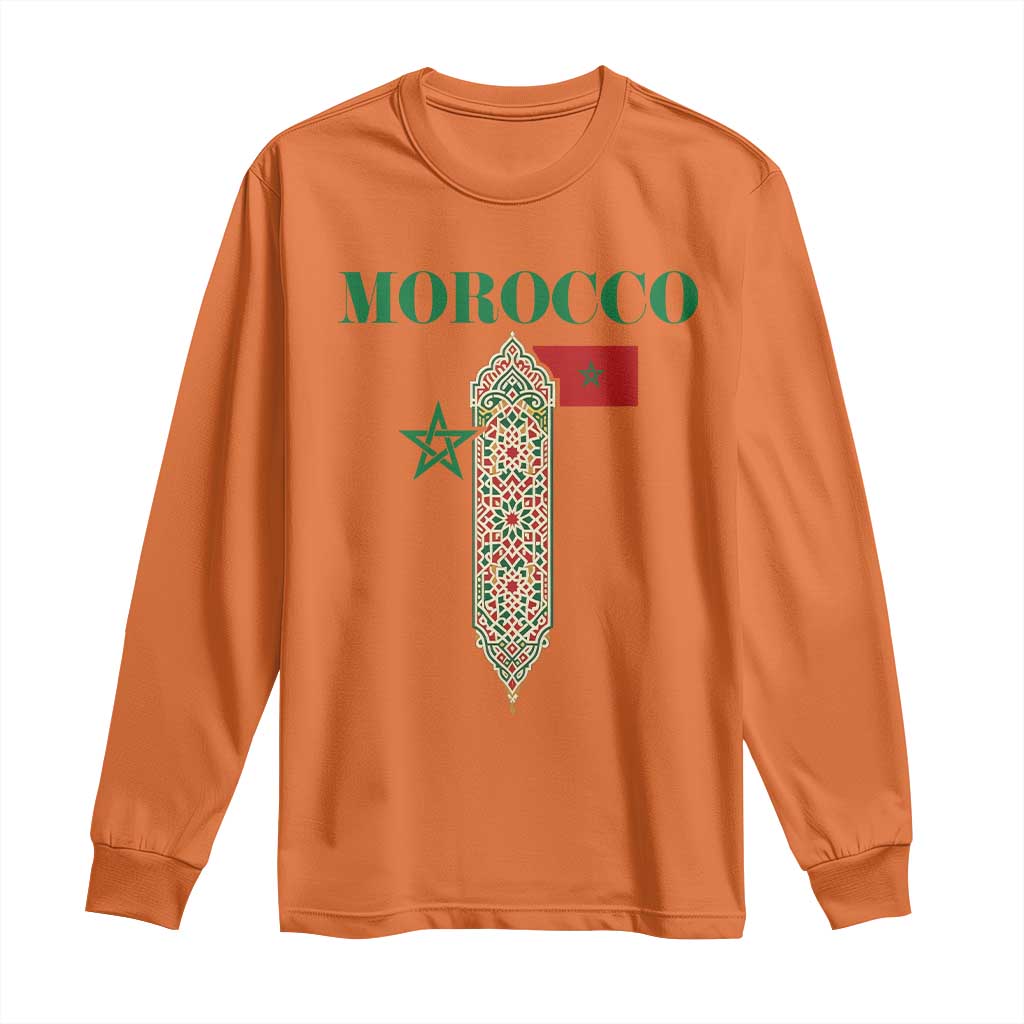 Traditional Moroccan Mosaic Archway Graphic Long Sleeve Shirt Morocco Architecture Tile Pattern