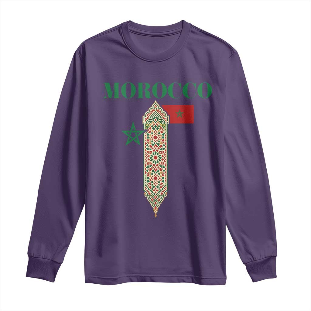 Traditional Moroccan Mosaic Archway Graphic Long Sleeve Shirt Morocco Architecture Tile Pattern