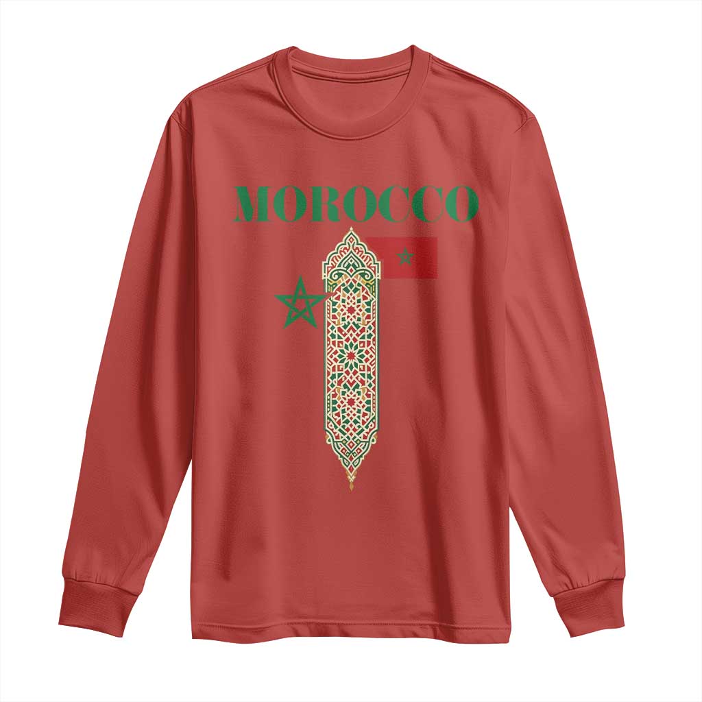 Traditional Moroccan Mosaic Archway Graphic Long Sleeve Shirt Morocco Architecture Tile Pattern