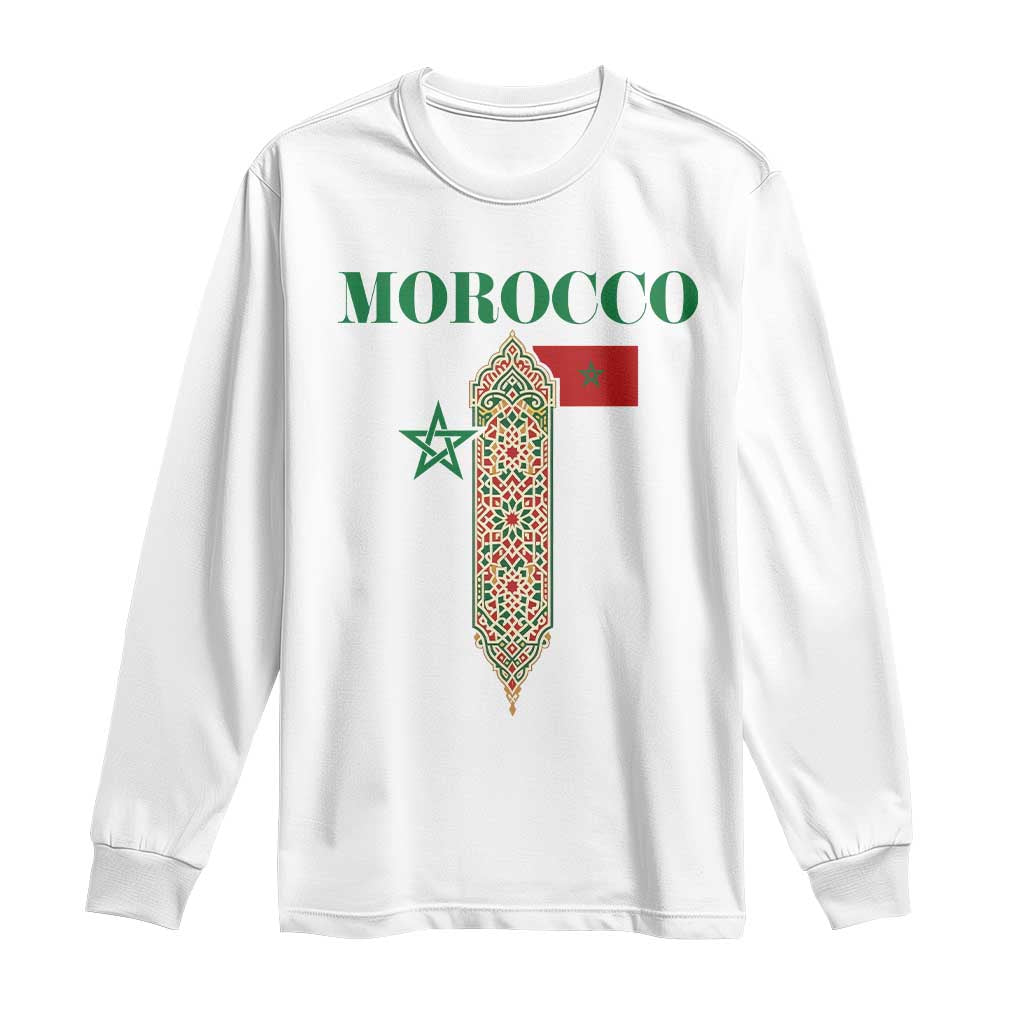 Traditional Moroccan Mosaic Archway Graphic Long Sleeve Shirt Morocco Architecture Tile Pattern